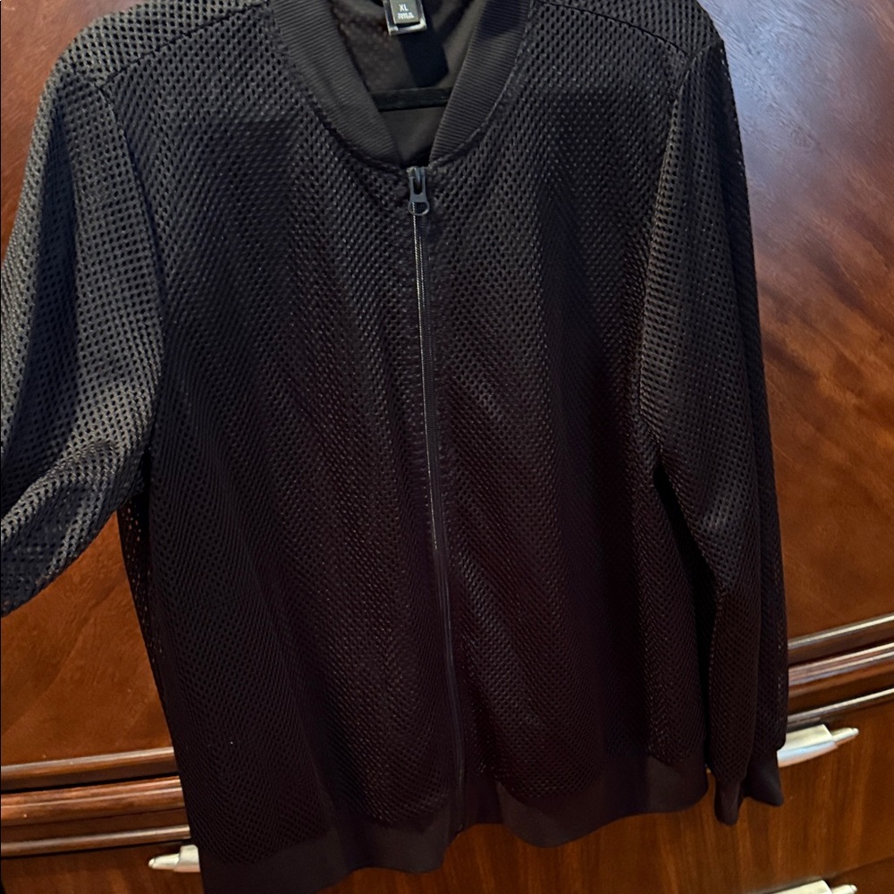 Simply Vera Vera Wang Woman’s Black Mesh Bomber Jacket - Picture 3 of 4